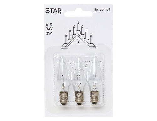 Запасные прозрачные лампы для светильников NAVIDA, цоколь Е10, 34 V, 3 шт., STAR trading