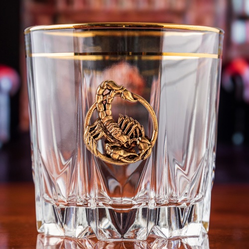 Набор из 2-х бокалов для виски Карат с накладкой "Скорпион" в подарочной коробке фото 4