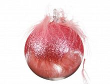 Набор пластиковых шаров "Гламурные пёрышки", прозрачно-розовые, 80 мм, упаковка 12 шт., Kaemingk