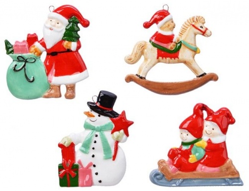 Набор ёлочных игрушек "Краски рождества", доломит, 7-8 см, 4 шт., Kaemingk