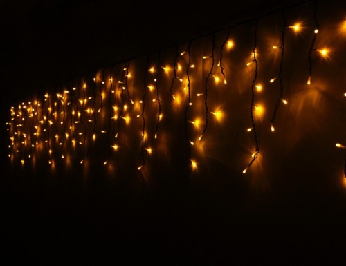 Электрогирлянда "Световая бахрома", 240 желтых LED ламп, 4,9x0,5м, коннектор, уличная фото 3