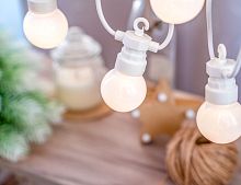 Светодиодная гирлянда Party Lights - ЛАМПОВОЕ НАСТРОЕНИЕ, 20 тёплых белых LED-огней, 10 м, контроллер, коннектор, белый провод, уличная, Winter Deco