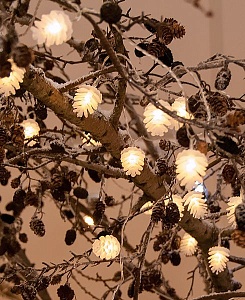 Гирлянда "Ледяные шишки" с 10 теплыми белыми LED-огнями, 90+30 см, прозрачный провод, батарейки, Kaemingk