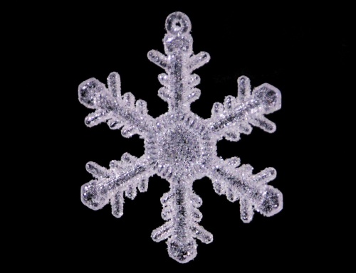 Набор снежинок "Мини", белые с серебристым глиттером, 4.5 см, (упаковка 6 шт.), Kaemingk фото 2
