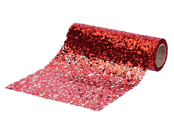 Ткань-лента для декорирования БРИЛЛАР, с пайетками, красная, 14x250 см, Koopman International
