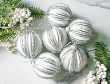 Набор ёлочных шаров ЭЛЕНОР, пенополистирол, серебряный, 8 см, 6 шт., Winter Deco