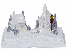 Светящаяся миниатюра "Книжный городок" с тёплыми белыми LED-огнями, полистоун, таймер, батарейки, 14х22 см, STAR trading