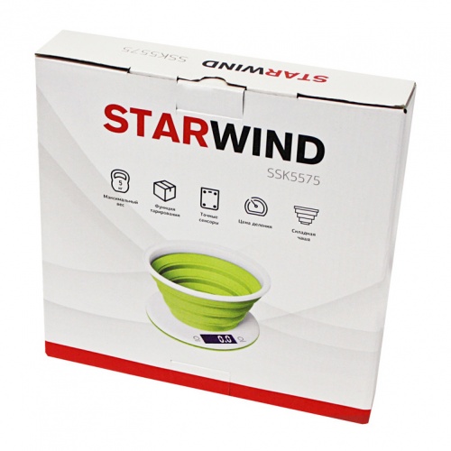 Весы кухонные электронные Starwind, до 5 кг, 2хCR2032 фото 6