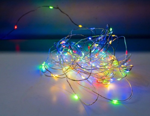 Гирлянда "Светлячки", тёплые белые mini LED-лампы, серебряный провод, контроллер, таймер, уличная, Koopman International фото 2