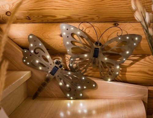 Садовый светильник Solar "Бабочка кудесница" на солнечной батарее, 20 тёплых белых LED-огней, 53х35 см, Kaemingk (Lumineo) фото 4