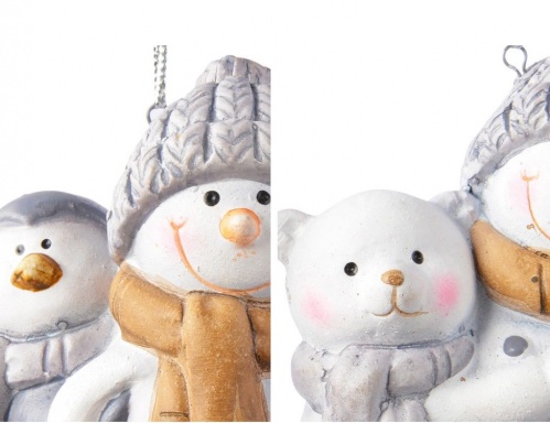 Ёлочная игрушка "Снеговичок с приятелем", терракота, 5.5x4x6.5 см, разные модели, Kaemingk фото 2