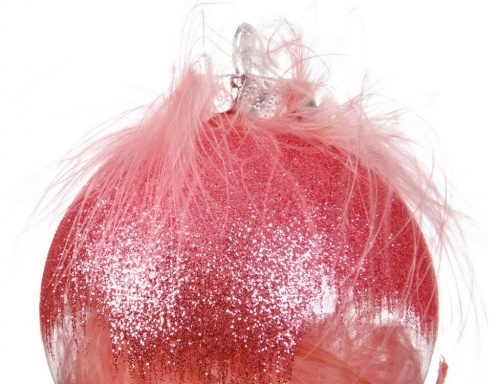 Набор пластиковых шаров "Гламурные пёрышки", прозрачно-розовые, 80 мм, упаковка 12 шт., Kaemingk фото 2