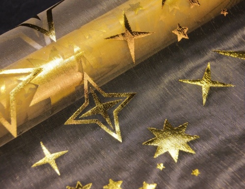 Ткань для декорирования "Танец со звёздами" (звезды с четырьмя лучами.), золотая, 36.5х200 см, Koopman International фото 3