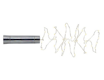 Электрогирлянда для бутылки "Роса", 40 тёплых белых микро LED-огней, 2 м, серебряный провод, таймер, батарейки., STAR trading