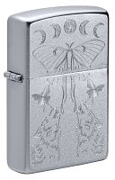 Зажигалка Zippo Butterfly and Wolf с покрытием Satin Chrome, латунь/сталь, серебристая