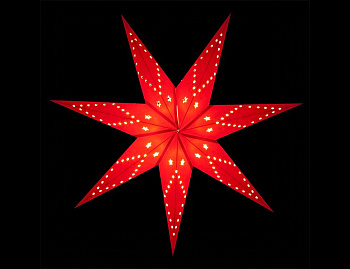 Подвесная звезда-плафон "Рождественская звезда" бумажная, красная, 10 LED ламп, 70 см, батарейки, SNOWMEN