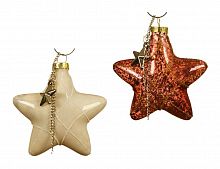 Набор ёлочных украшений "Винтажные нотки" (звёзды), стекло, 8 см (2 шт.), разные модели, Kaemingk