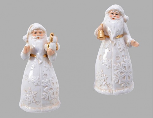 Ёлочная игрушка "Снежинковый санта" (с колокольчиком), фарфор, белый, 9.8 см, Kaemingk фото 2