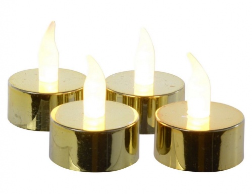 Набор светодиодных 'чайных' свечей "Изыск", холодные белые LED-огни, 3.8x4.6 см (упаковка 4 шт.), Kaemingk