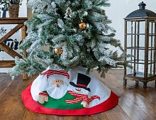 Юбка для декорирования основания ёлки "Новогодние мотивы - санта и снеговичок", 100 см, Koopman International