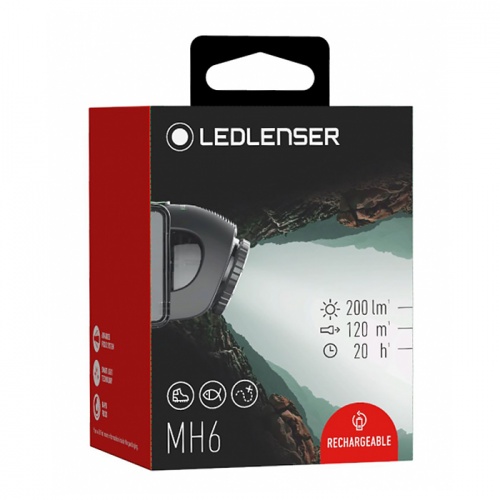 Фонарь светодиодный налобный LED Lenser MH6, черный, 200 лм, аккумулятор фото 2