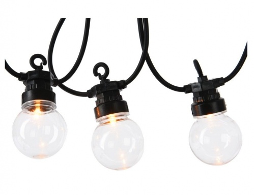 Электрогирлянда "Уютные лампочки-шарики", 20 тёплых белых LED-ламп, 9.5+5 м, контроллер, коннектор, черный провод, уличная, Kaemingk фото 3