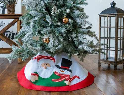 Юбка для декорирования основания ёлки "Новогодние мотивы - санта и снеговичок", 100 см, Koopman International