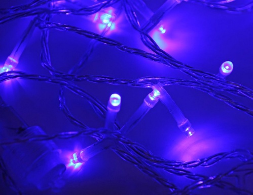 Электрогирлянда нить "Синие огоньки" 120 синих LED огней для улицы, 12+1,5 м, прозрачный провод, коннектор, SNOWHOUSE фото 2