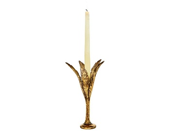 Подсвечник под античную свечу "Изящная пальма", полистоун, золотой, 15 см, Goodwill