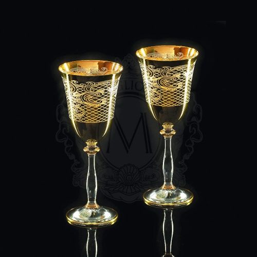 VITTORIA Бокал для вина/воды, набор 2 шт, хрусталь/декор золото 24К фото 2