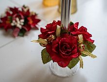 Мини-венок для свечи и декорирования "Розы роскоши", красный, 10 см, Swerox