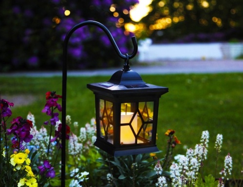 Садовый фонарик MAGIC GARDEN на штыре, чёрный, металл, LED-свеча, солнечная батарея, 50х14.5 см, STAR trading фото 2