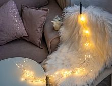 Гирлянда КОНСКИЙ ХВОСТ, 100 тёплых белых mini LED-ламп, 10*1 м+5 м, серебряный провод, уличная, Koopman International