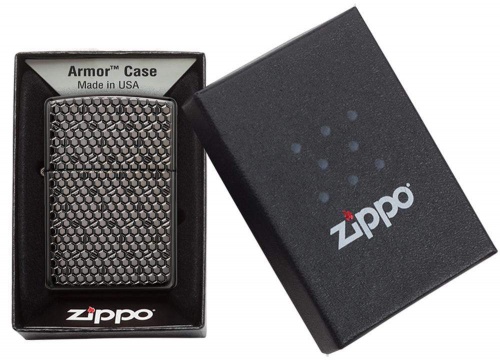 Зажигалка Zippo Armor с покрытием Black Ice, латунь/сталь, чёрная, глянцевая, 36x12x56 мм фото 3