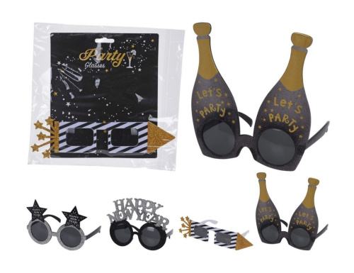 Карнавальные очки SUPER PARTY - HAPPY NEW YEAR, пластик,  21х19 см, Koopman International