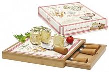 Набор д/сыра: доска, выдвижной ящик с 4-мя ножами, бамбук/стекло FROMAGE в подарочной упаковке