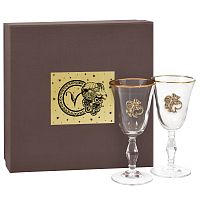 Набор бокалов для вина/шампанского "Ретро" с накладкой "Овен" в подарочной коробке