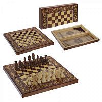 Набор игр средний 3 в 1 "Махагон" (шахматы, шашки, нарды) 40х40см 712968
