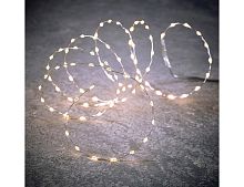 Гирлянда СИЯЮЩИЕ КАПЛИ - МАКСИ, 90 белых мини LED-огней, 144 см, таймер, серебряная проволока, батарейки, Edelman