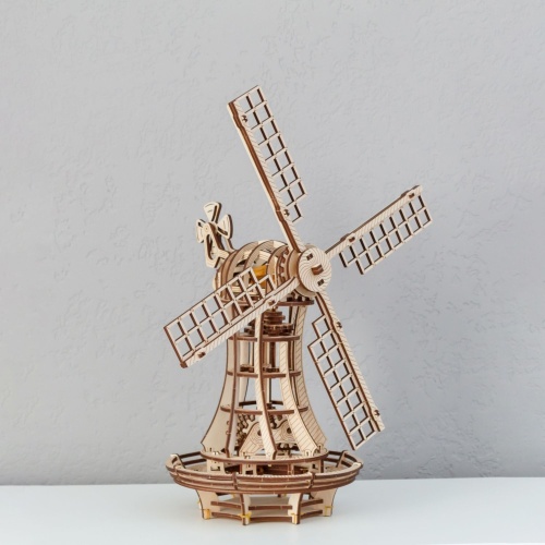 Сборная модель деревянная, конструктор 3D EWA Ветряная мельница механическая фото 7