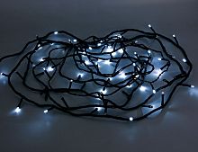 Мультифункциональная нить "Стринг лайт", 77 холодных белых LED-огней, 6,5+2 м, 24V, контроллер, уличная, черный провод, МАЯК LED Lighting