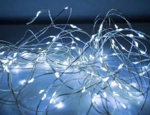 Гирлянда "Светлячки", тёплые белые mini LED-лампы, серебряный провод, контроллер, таймер, уличная, Koopman International