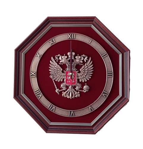 Часы в пластиковой раме Эмблема Герб России, ЧП-02