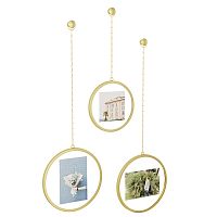 Набор из 3 подвесных фоторамок fotochain матовая латунь