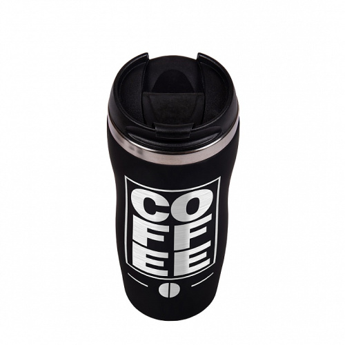 Термокружка "COFFEE" в красном и чёрном цветах, изготовленная из нержавеющей стали, в подарочной упаковке фото 5
