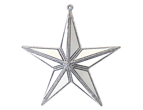 Ёлочная игрушка ЗЕРКАЛЬНАЯ ЗВЕЗДА, пластик, серебряная, 14 см, Kurts Adler