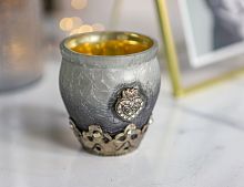 Стеклянный подсвечник НОЧНОЕ НЕБО, матовый, графитовый, 7х7.5 см, Kaemingk