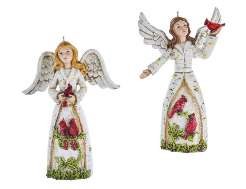 Ёлочная игрушка "Берестяной ангел", полистоун, 12 см, разные модели, Kurts Adler