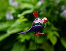 Садовый штекер "Яркий птах", фиолетовый, пластик, 12x10x6 см, высота 60 см, Kaemingk