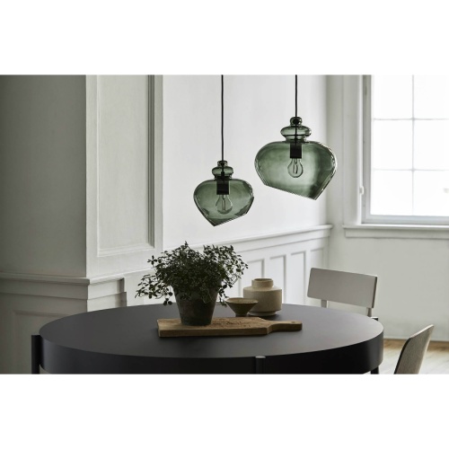 Лампа подвесная grace, 31,5хD30 см, зеленое дымчатое стекло, черный цоколь фото 2